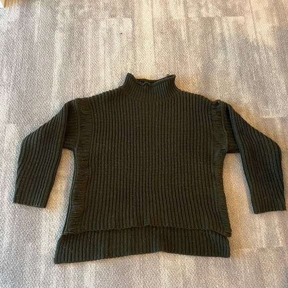 Army Green Mock neck Sweater - Picture 2 of 5